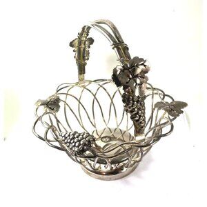 Godinger Silver Plated Wire Wine Basket With Grape & Leaf Design